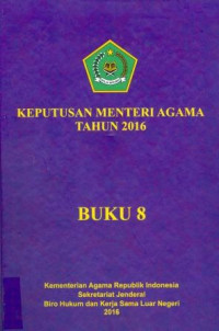 Image of Keputusan Menteri Agama Tahun 2016 Buku 8